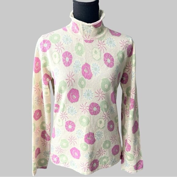 Fabiana Filippi Floral Wool Cashmere Silk High Neck Sweater - Picture 1 of 16